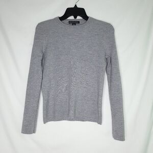 SAKS FIFTH AVENUE Women's Gray Merino Wool Blend Ribbed Sweater MEDIUM